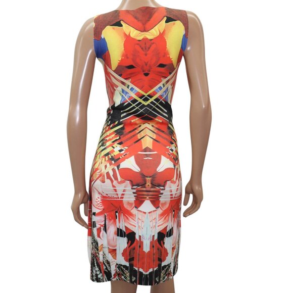 ANIMAPOP Reversible Bunnies / Colorful Geometric Abstract Bodycon Dress M-L - Picture 6 of 9